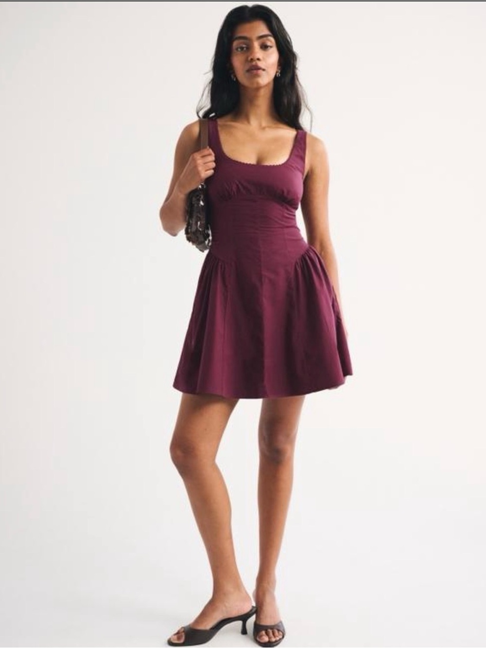 Y2K Abercrombie & Fitch Burgundy Wine Babydoll Mini Dress M